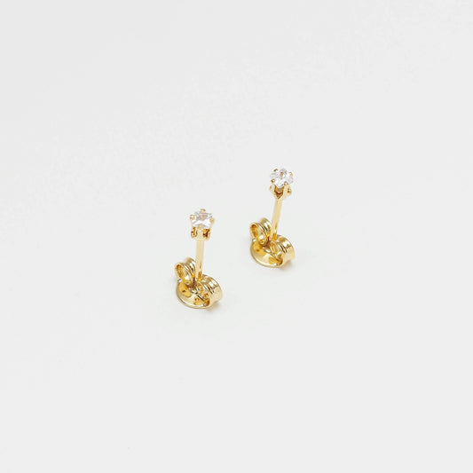 ARETES TOPO MINI CIRCON CUADRADO CRISTAL
