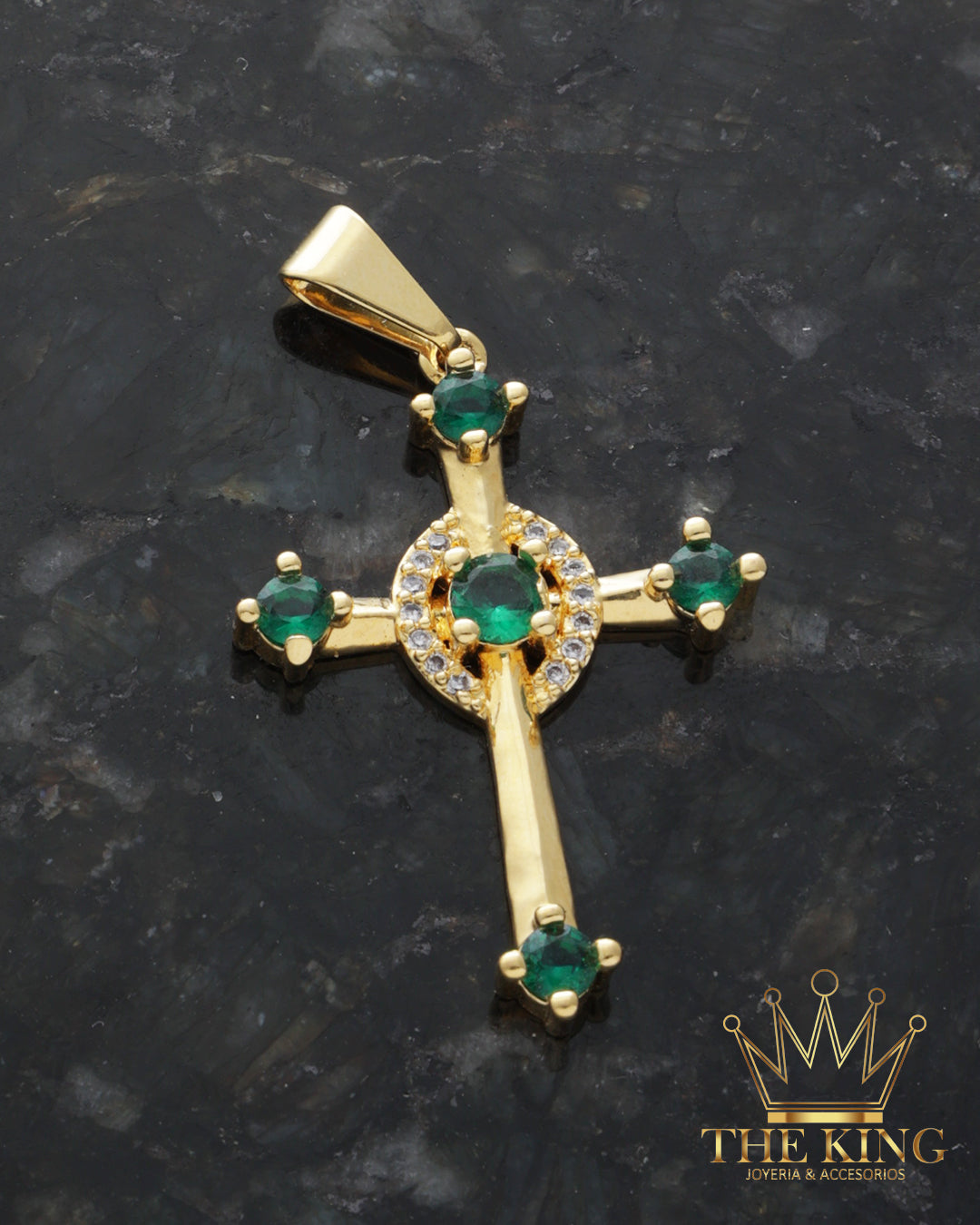 Dije Cruz verde cristal