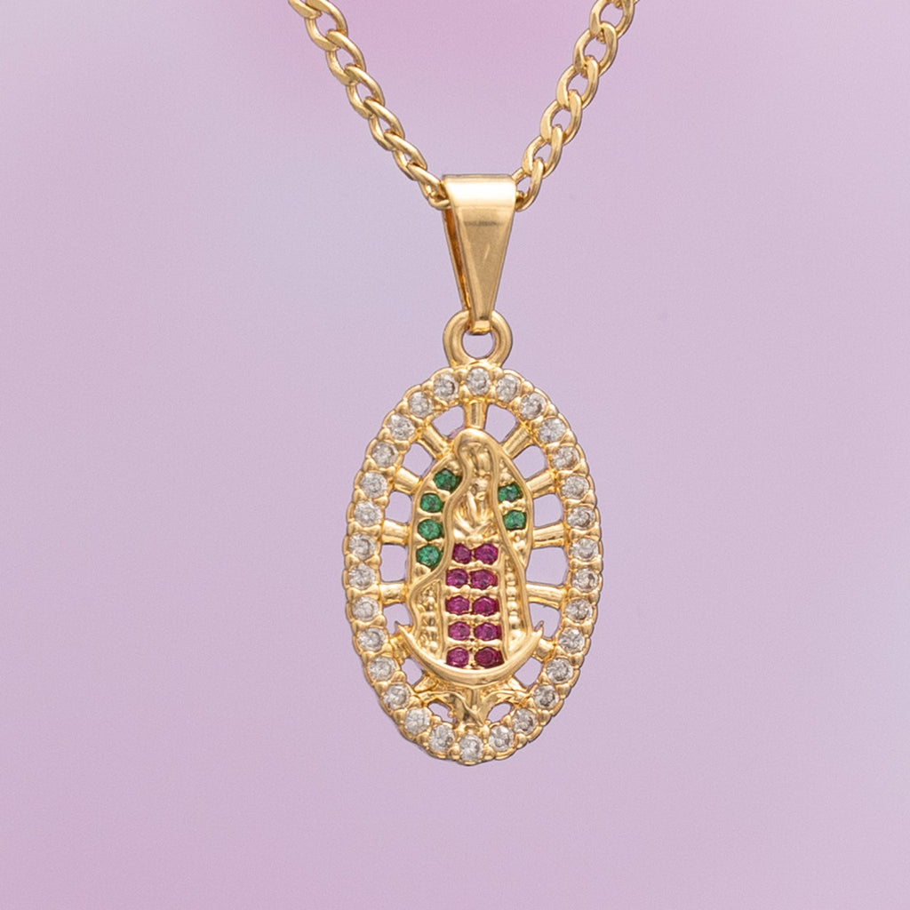 Dije Virgen Guadalupe Swarovski Med