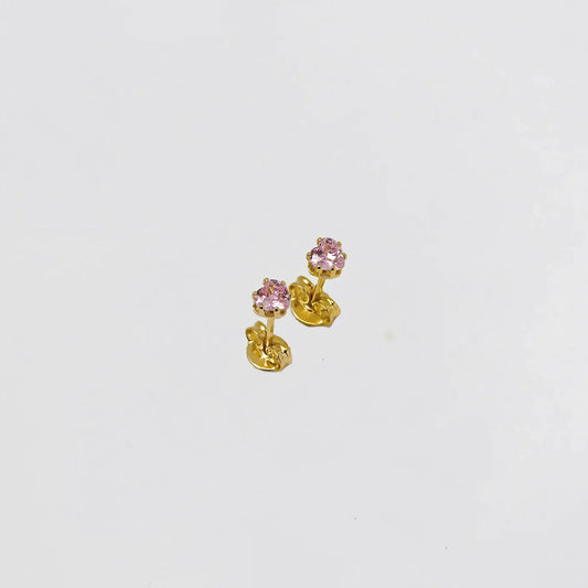 ARETES TOPO CIRCONIA CORAZÓN ROSA